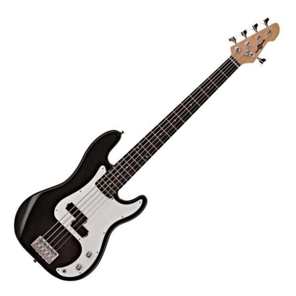 LA 5 String Bass Guitar Black 15W Bass Amp Pack