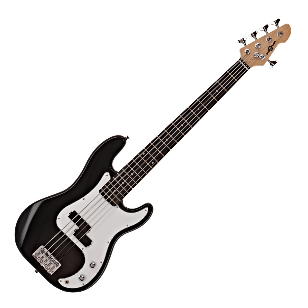 LA 5 String Bass Guitar Black 15W Bass Amp Pack