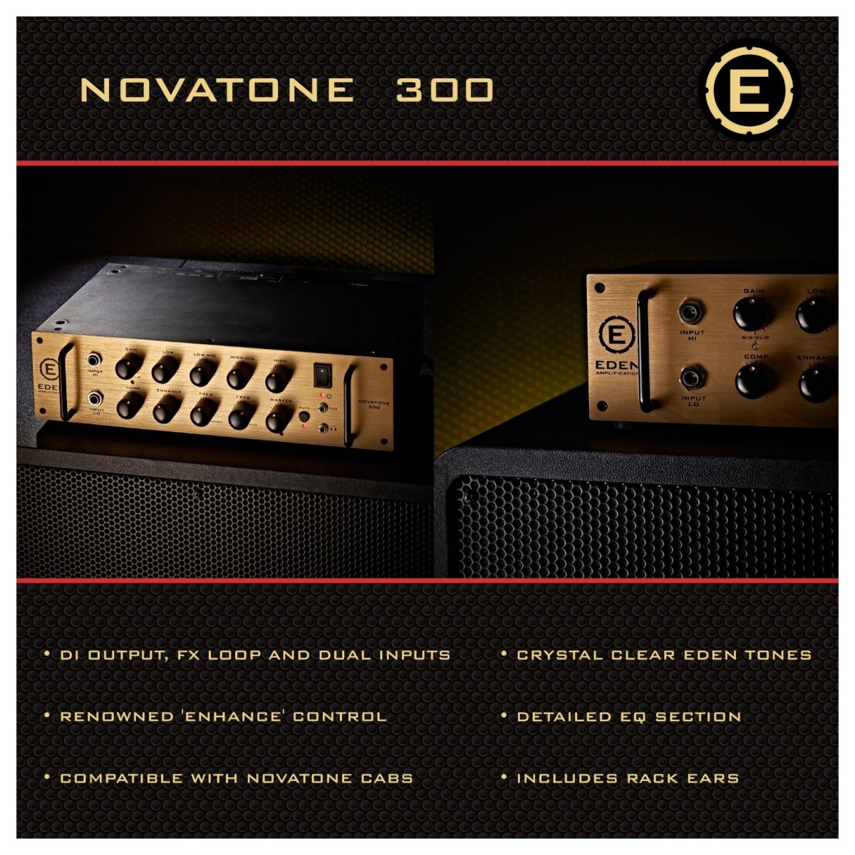 Eden NovaTone 300 Bass Amplifier Head with Footswitch