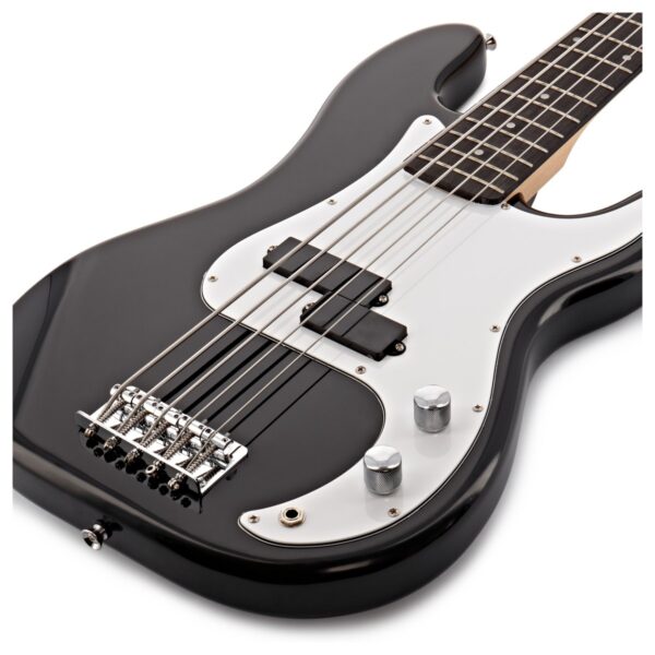 LA 5 String Bass Guitar Black 15W Bass Amp Pack