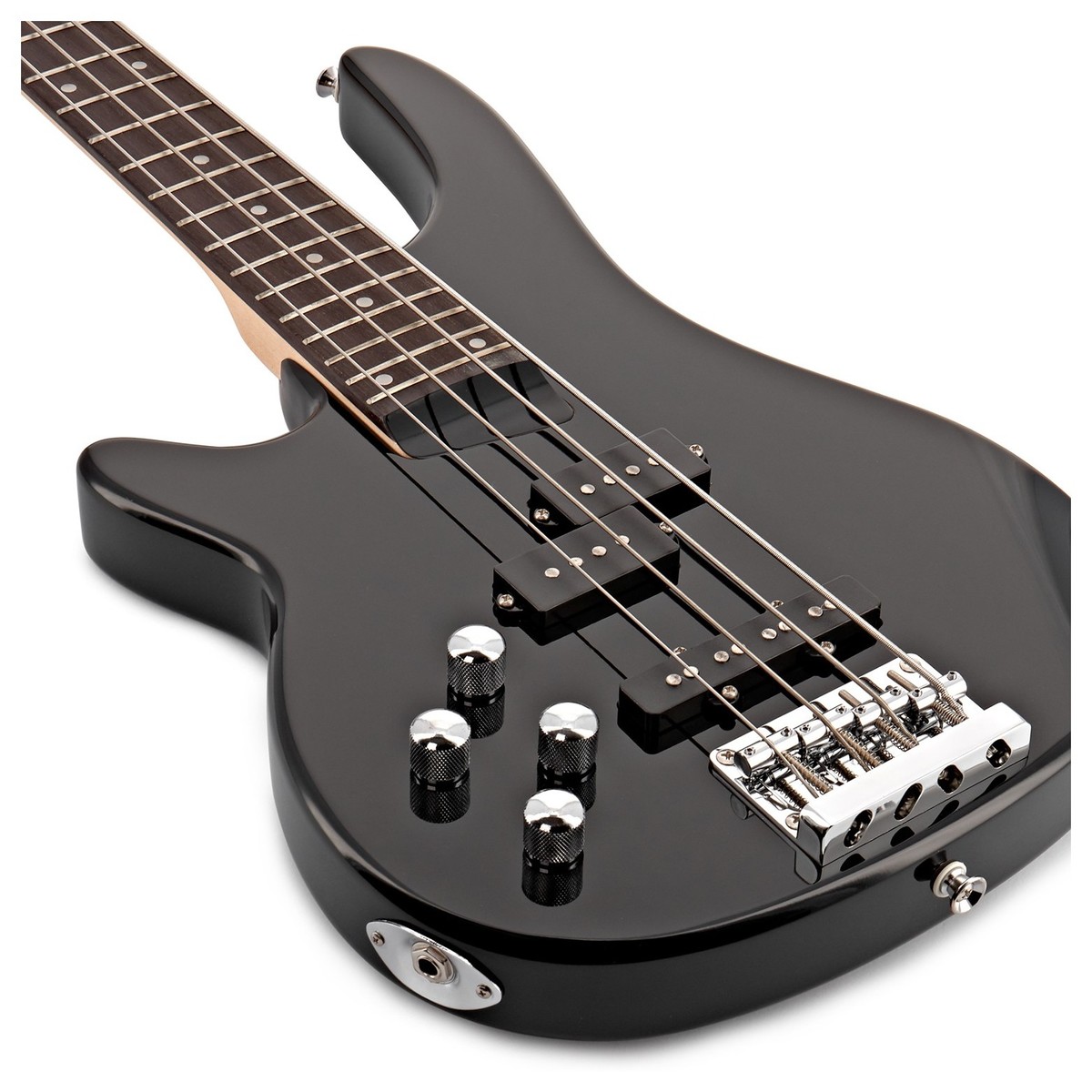 Chicago Left Handed Bass Guitar Black 15W Bass Amp & Accessory Pack