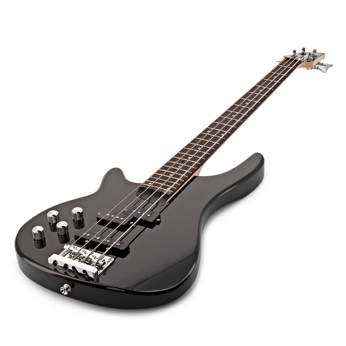 Chicago Left Handed Bass Guitar Black 15W Bass Amp & Accessory Pack