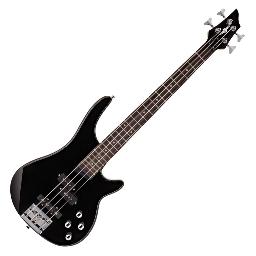 3/4 Chicago Bass Guitar Black 15W Bass Amp & Accessory Pack