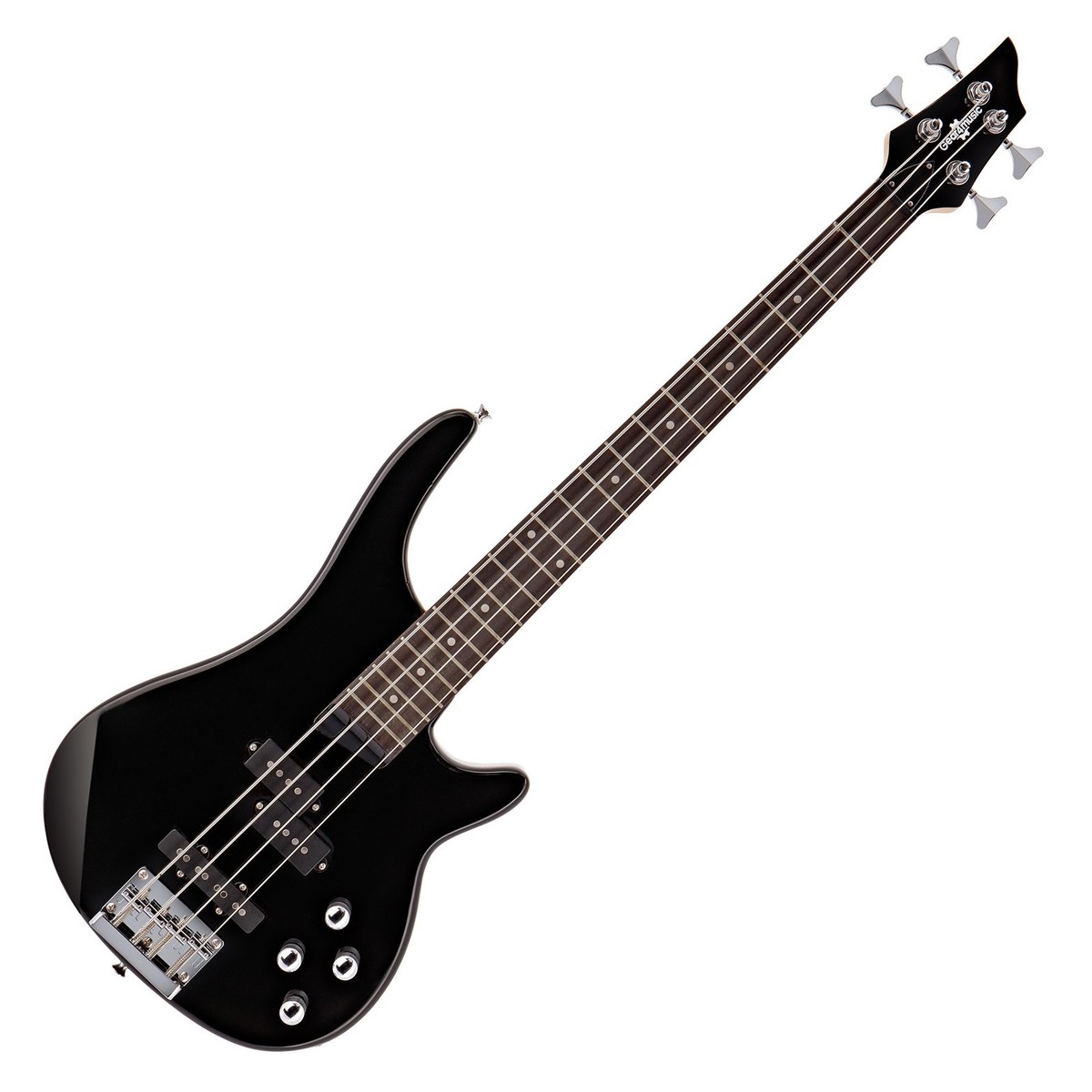 3/4 Chicago Bass Guitar Black 15W Bass Amp & Accessory Pack