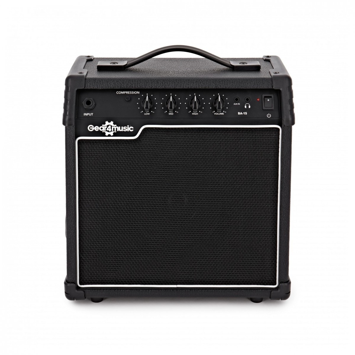 Chicago 5 String Left Handed Trans Red Bass + 15W Amp by Gear4music