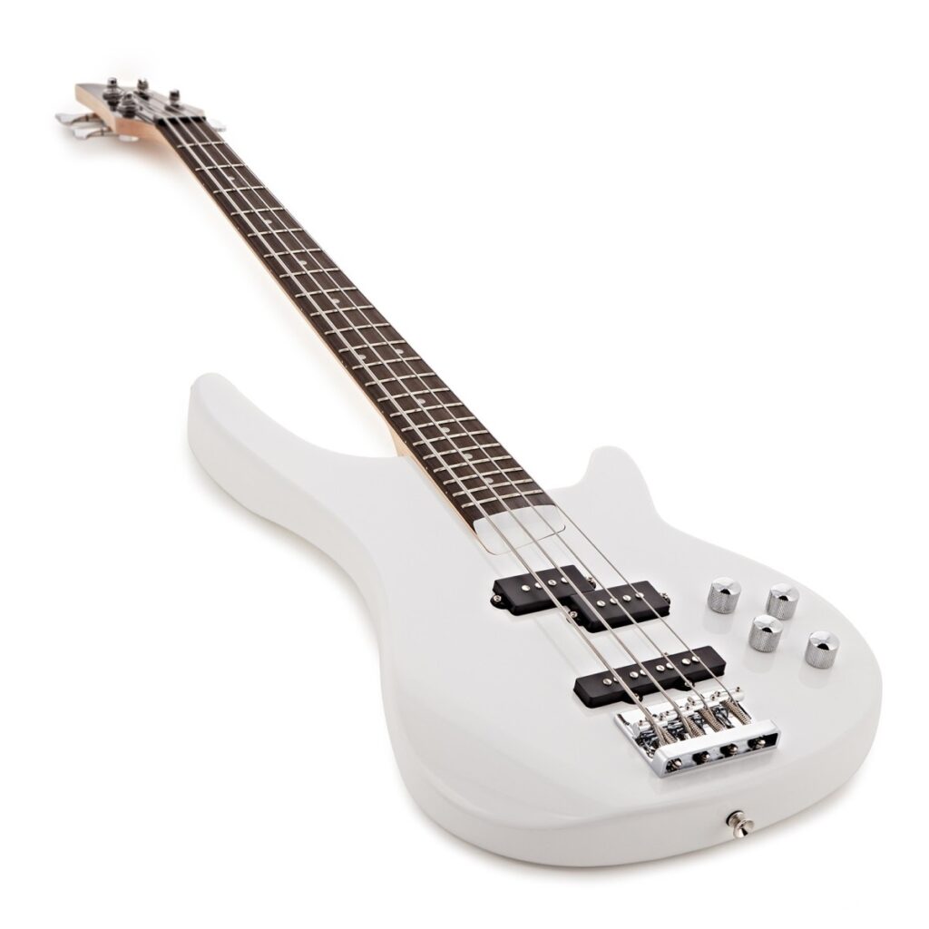 3/4 Chicago Bass Guitar White 15W Bass Amp & Accessory Pack