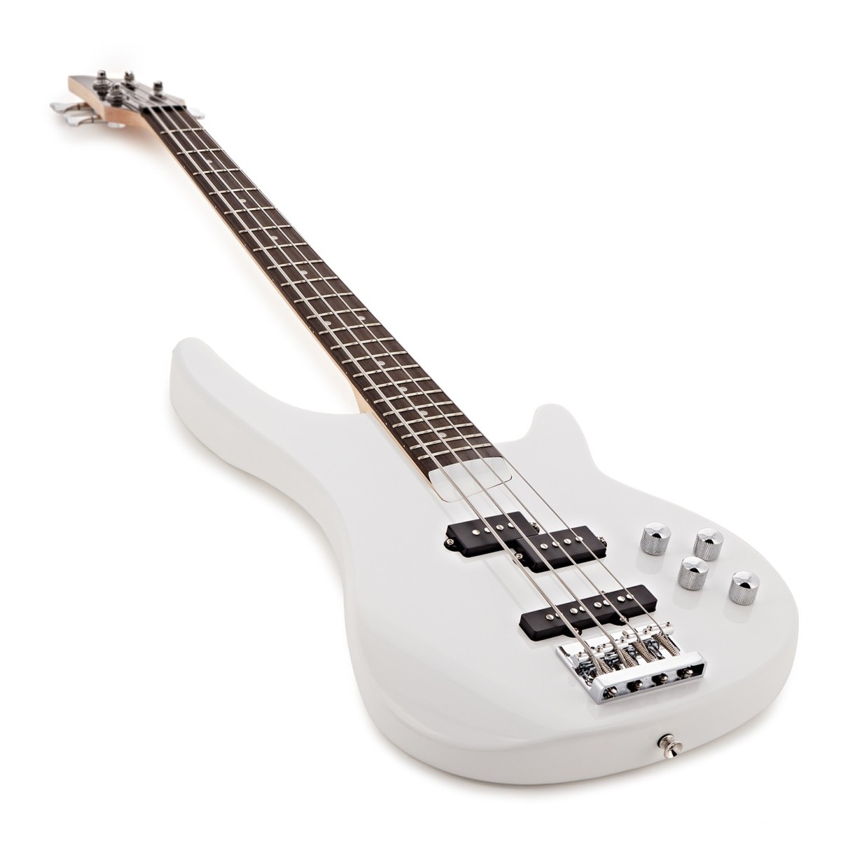 3/4 Chicago Bass Guitar White 15W Bass Amp & Accessory Pack
