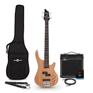 3/4 Chicago Bass Guitar Natural 15W Bass Amp & Accessory Pack