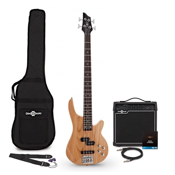 Chicago Bass Guitar Natural 15W Bass Amp & Accessory Pack