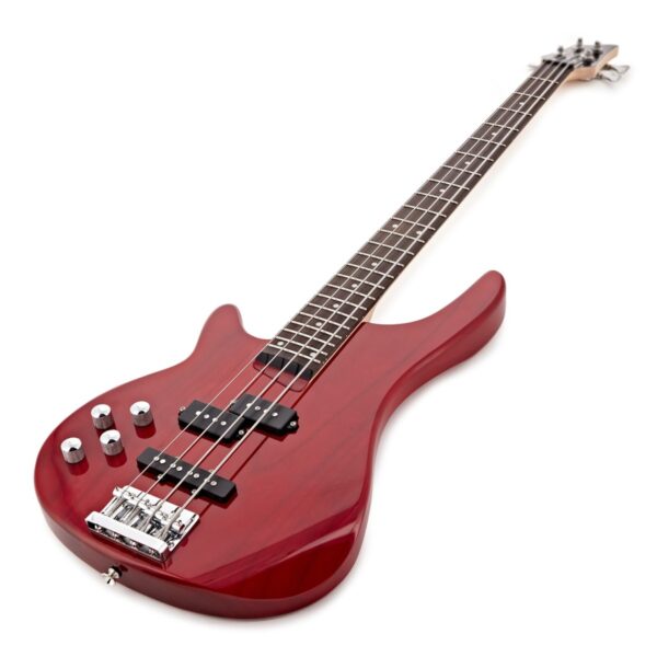 Chicago Left Handed Bass Guitar Trans Red 15W Bass Amp & Accessory Pack