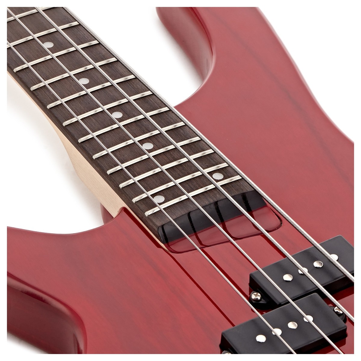 Chicago Left Handed Bass Guitar Trans Red 15W Bass Amp & Accessory Pack