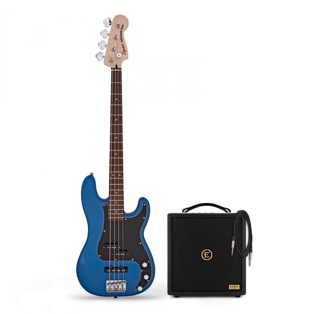 Squier Affinity Precision Bass PJ Lake Placid Blue & Eden Orbiter 8 Bass Combo Amp