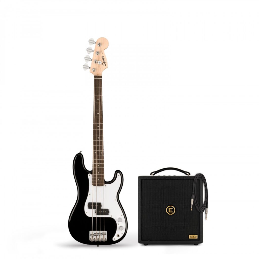 Squier Mini Precision Bass Black & Eden Orbiter 8 Bass Combo Amp