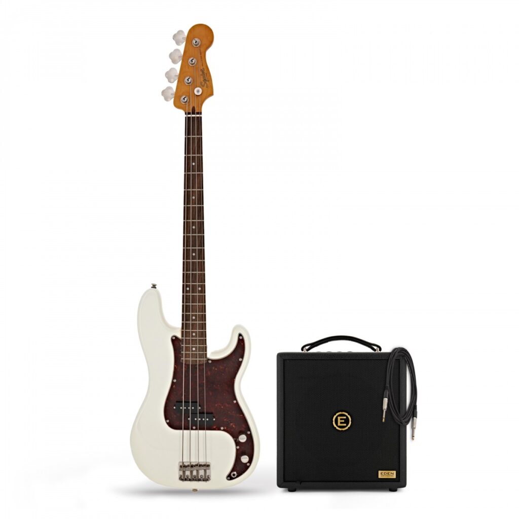 Squier Classic Vibe 60s Precision Bass Olympic White & Eden Orbiter 8 Bass Combo Amp