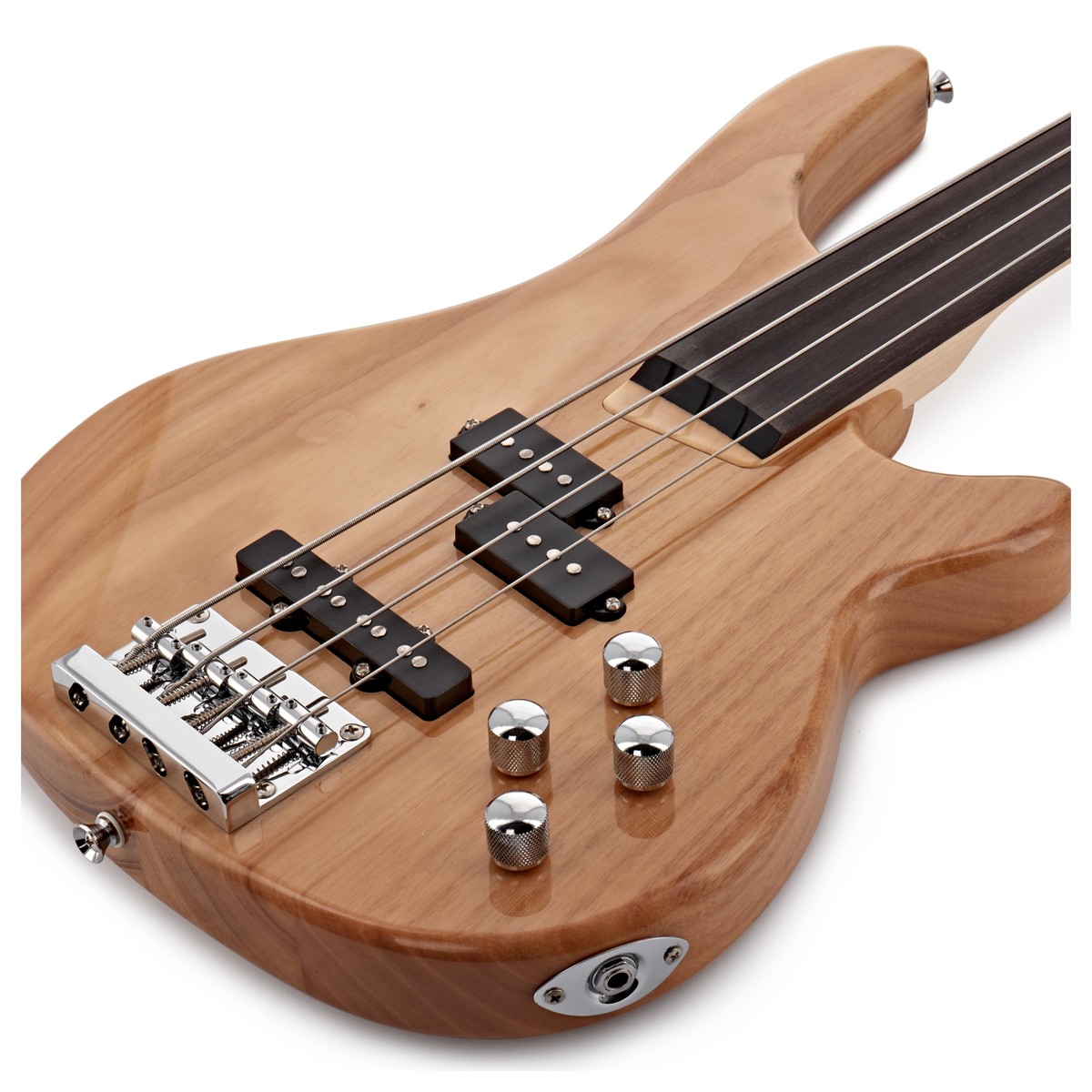 Chicago Fretless Bass Guitar Natural 15W Bass Amp & Accessory Pack