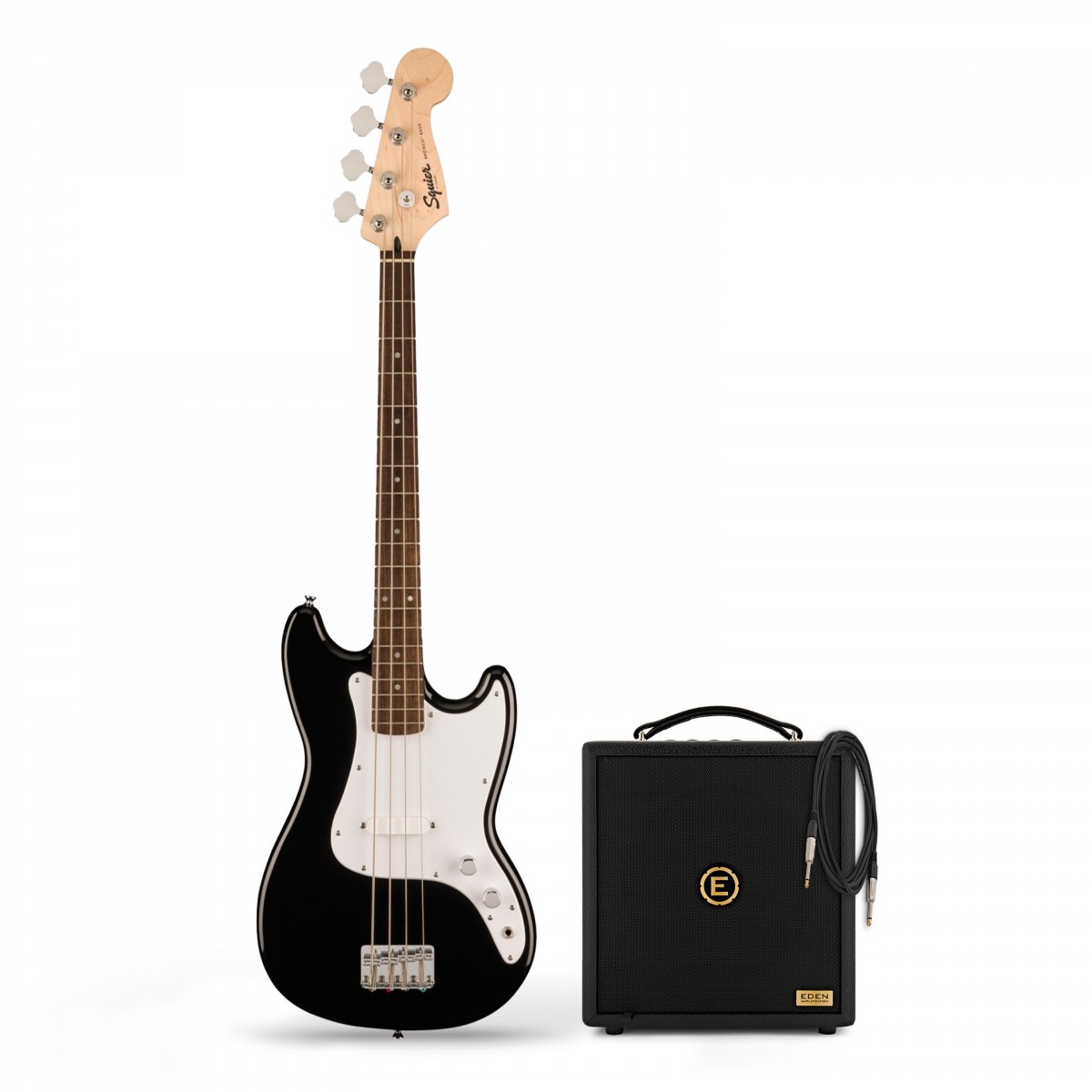 Squier Sonic Bronco Bass Black & Eden Orbiter 8 Bass Combo Amp