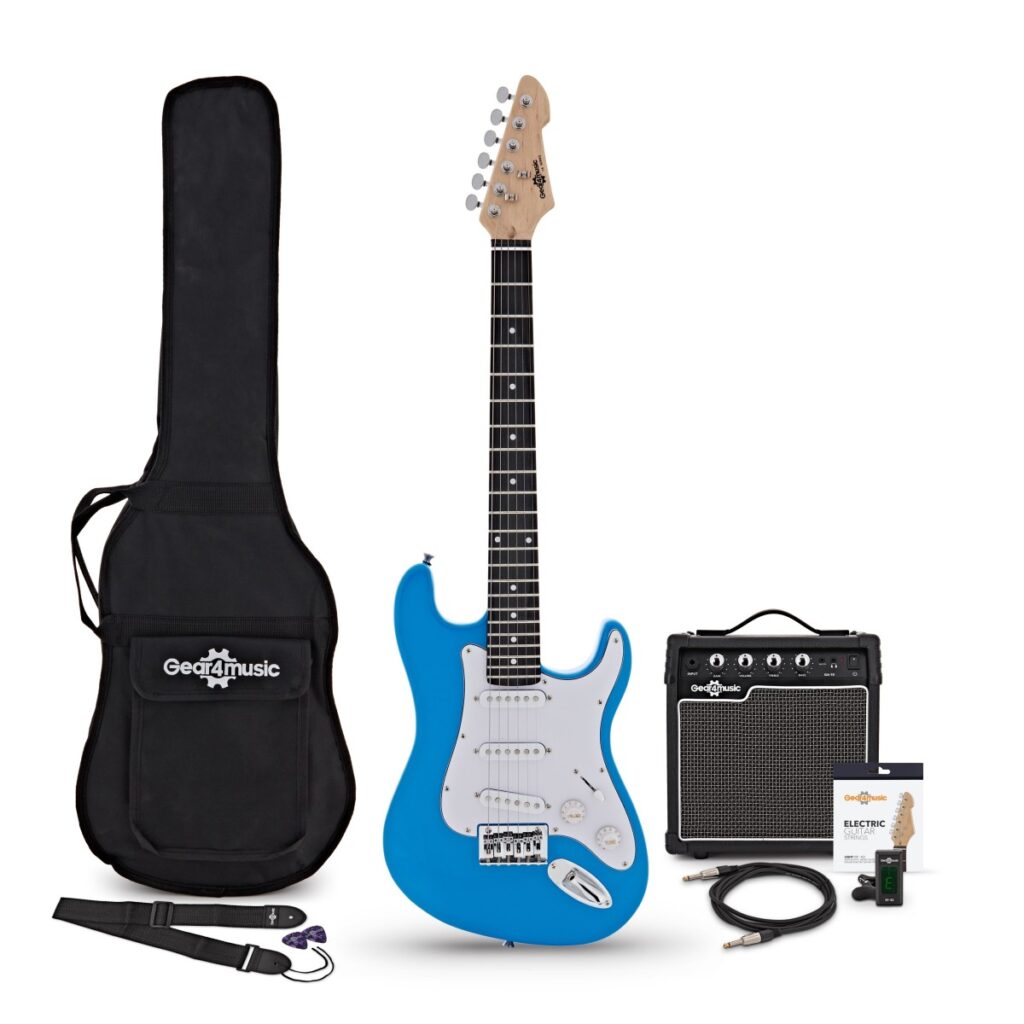 3/4 LA Electric Guitar Blue 10W Guitar Amp & Accessory Pack