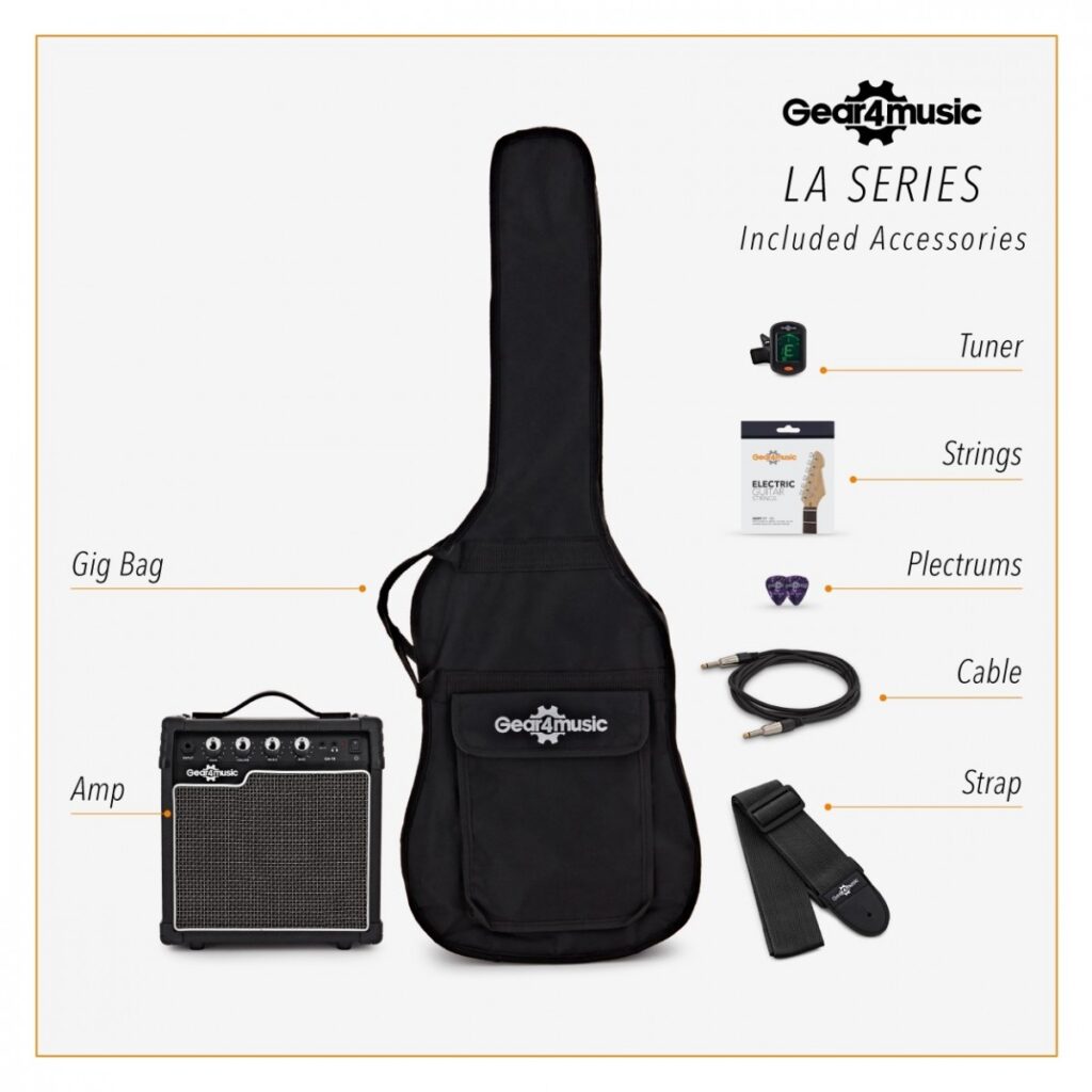 3/4 LA Electric Guitar Red 10W Guitar Amp & Accessory Pack
