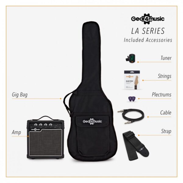 3/4 LA Electric Guitar Red 10W Guitar Amp & Accessory Pack