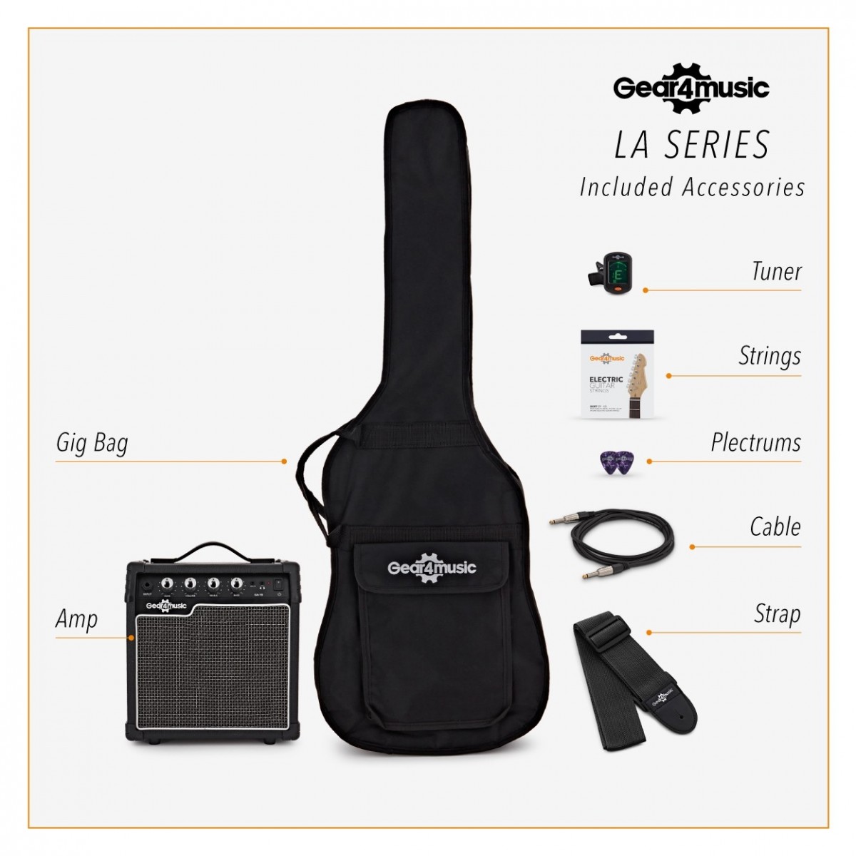 3/4 LA Electric Guitar Red 10W Guitar Amp & Accessory Pack