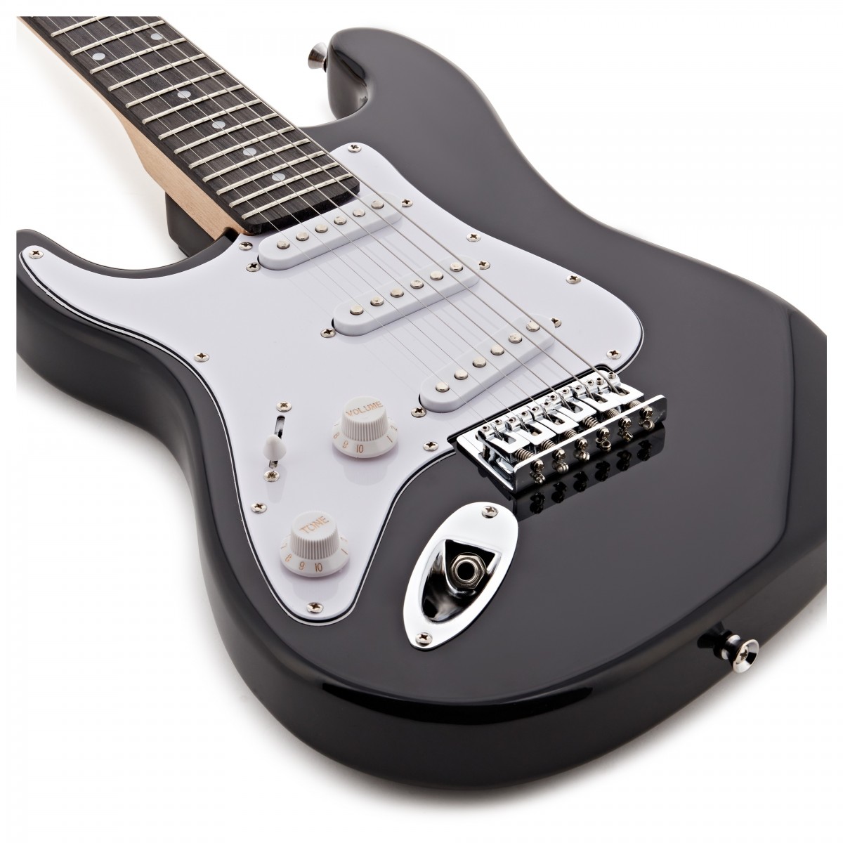 3/4 LA Left Handed Electric Guitar Black Mini Guitar Amp Pack