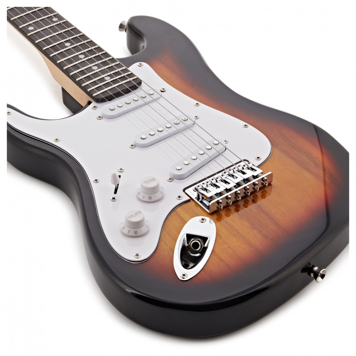 3/4 LA Left Handed Electric Guitar Sunburst Mini Guitar Amp Pack