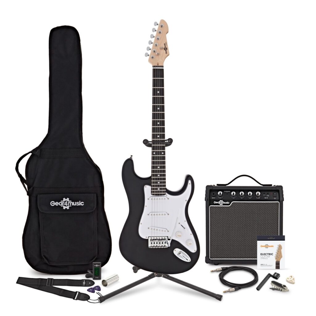 LA Electric Guitar Black 15W Guitar Amp & Ultimate Accessory Pack