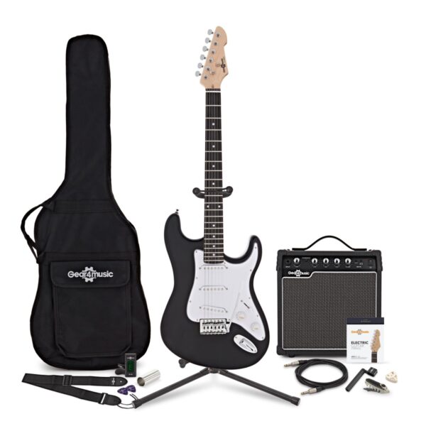 LA Electric Guitar Black 15W Guitar Amp & Ultimate Accessory Pack