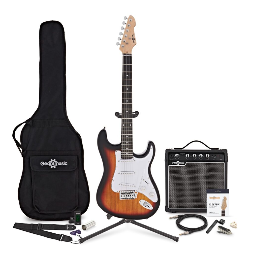 LA Electric Guitar Sunburst 15W Guitar Amp & Ultimate Accessory Pack