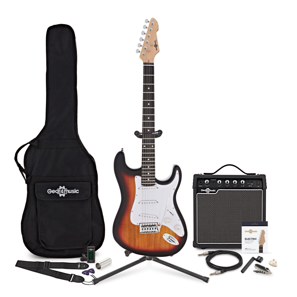 LA Electric Guitar Sunburst 15W Guitar Amp & Ultimate Accessory Pack