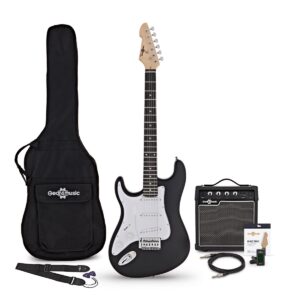 LA Left Handed Electric Guitar Black 10W Guitar Amp & Accessory Pack