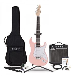 LA Electric Guitar Pink 15W Guitar Amp & Ultimate Accessory Pack