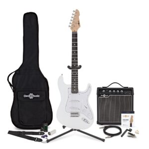 LA Electric Guitar White 15W Guitar Amp & Ultimate Accessory Pack