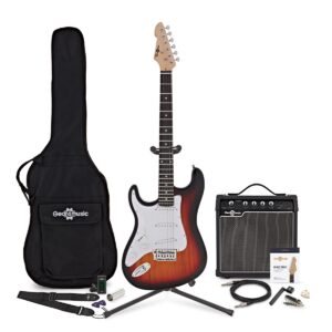 LA Left Handed Electric Guitar Sunburst 15W Guitar Amp & Ultimate Accessory Pack
