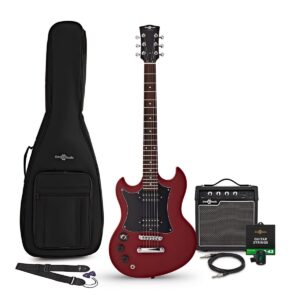 Brooklyn Left Handed Electric Guitar Red 10W Guitar Amp & Accessory Pack
