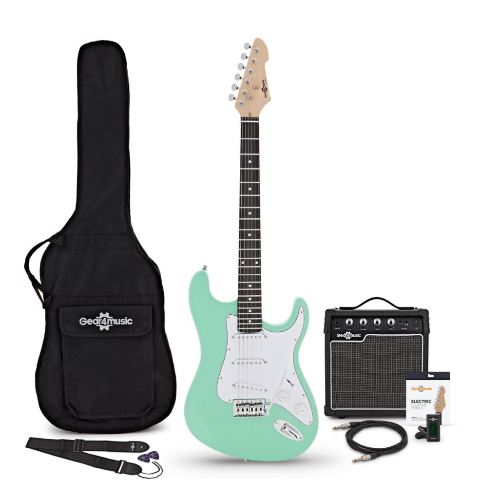 LA Electric Guitar Seafoam Green 10W Guitar Amp & Accessory Pack