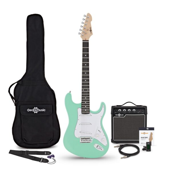 LA Electric Guitar Seafoam Green 10W Guitar Amp & Accessory Pack