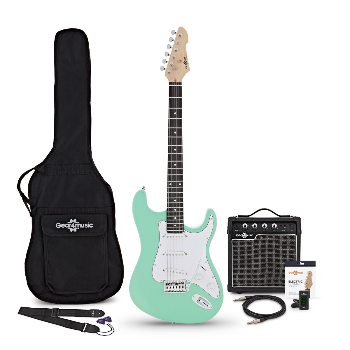LA Electric Guitar Seafoam Green 10W Guitar Amp & Accessory Pack