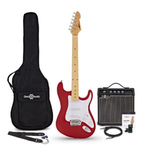 LA Select Electric Guitar Red 15W Guitar Amp & Accessory Pack