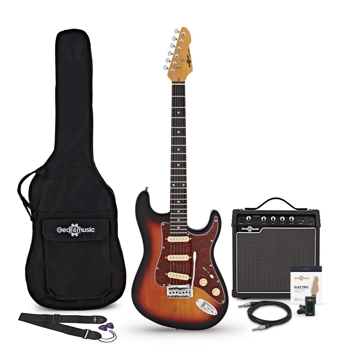 LA Select Electric Guitar Sunburst 15W Guitar Amp & Accessory Pack