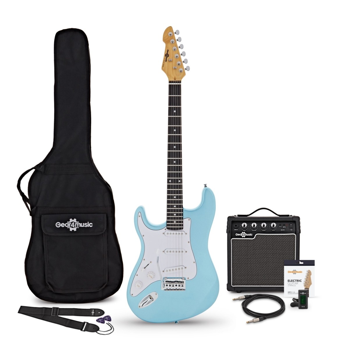LA Select Left Handed Electric Guitar Blue Metallic 15W Guitar Amp & Accessory Pack