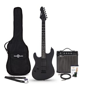 LA Select Modern Left Handed Electric Guitar Blackout 15W Guitar Amp & Accessory Pack