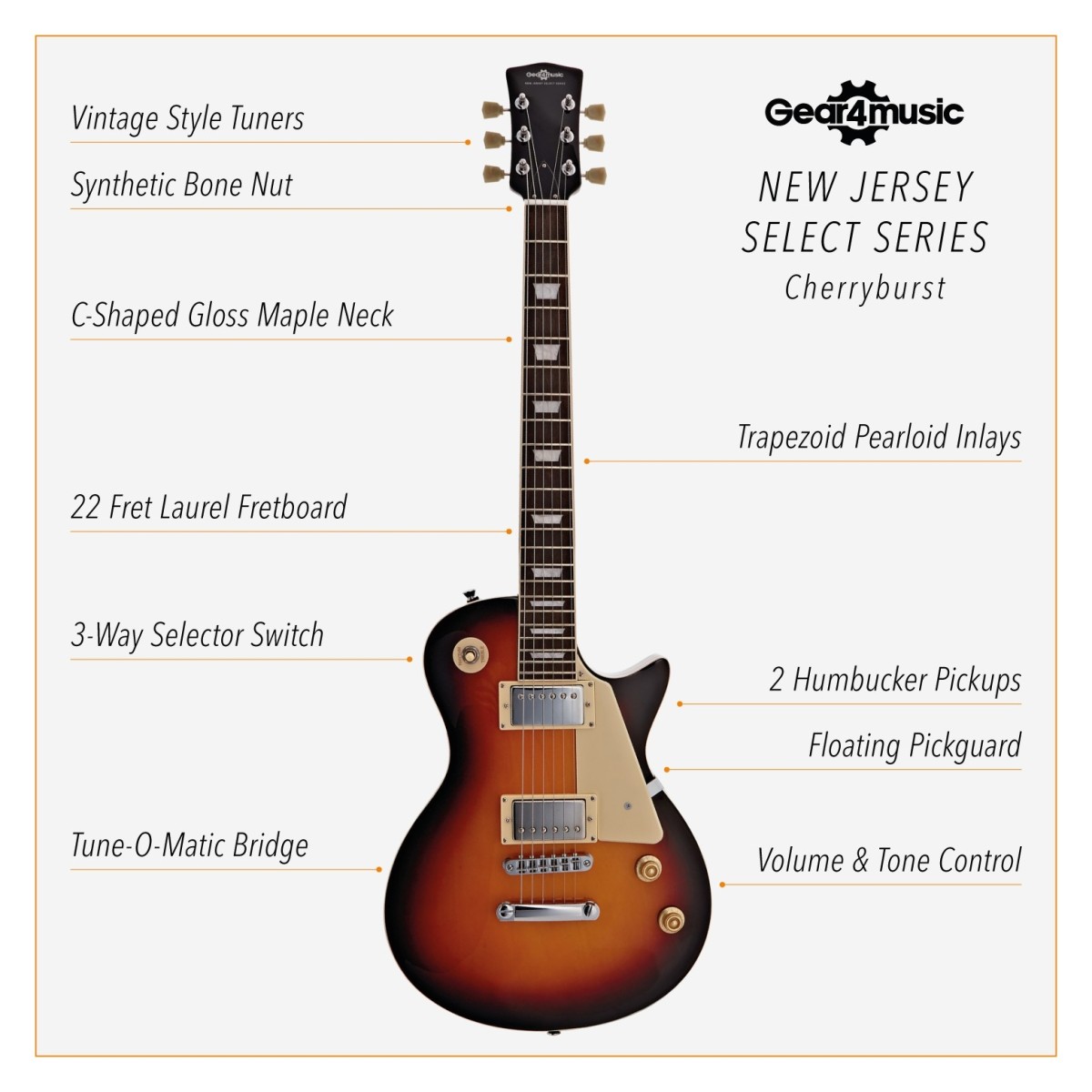 New Jersey Select Electric Guitar Sunburst 10W Guitar Amp & Accessory Pack