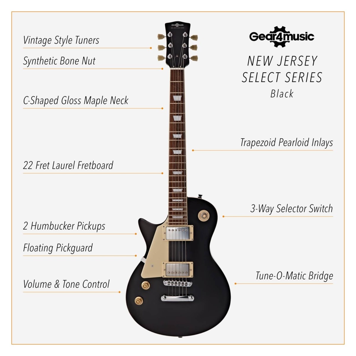 New Jersey Select Left Handed Electric Guitar Black 10W Guitar Amp & Accessory Pack