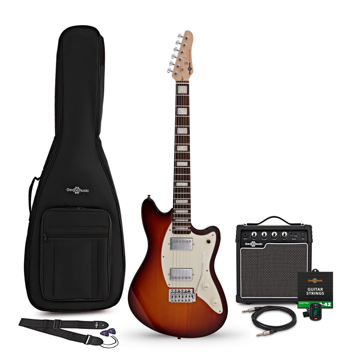 Seattle Select Electric Guitar Sunburst 10W Guitar Amp & Accessory Pack