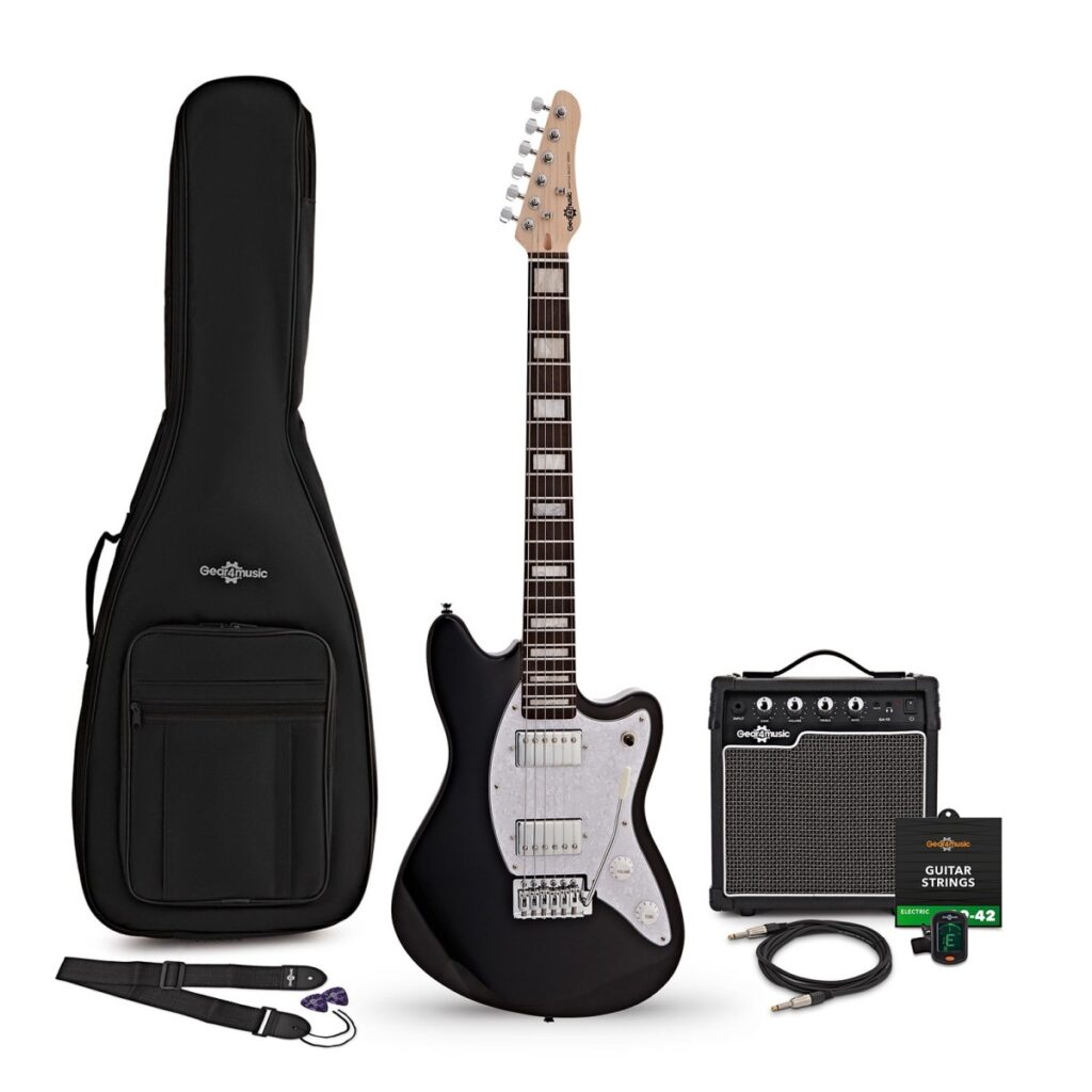 Seattle Select Electric Guitar Black 10W Guitar Amp & Accessory Pack