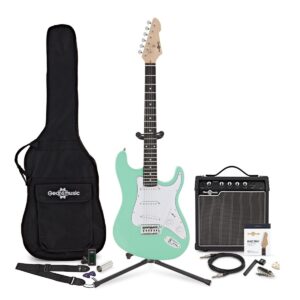LA Electric Guitar Seafoam Green 15W Guitar Amp & Ultimate Accessory Pack