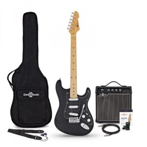 LA Select Electric Guitar Black 15W Guitar Amp & Accessory Pack
