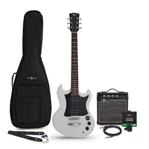 Brooklyn Electric Guitar White 10W Guitar Amp & Accessory Pack