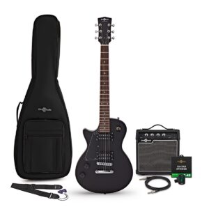 New Jersey Left Handed Electric Guitar Black 10W Guitar Amp & Accessory Pack
